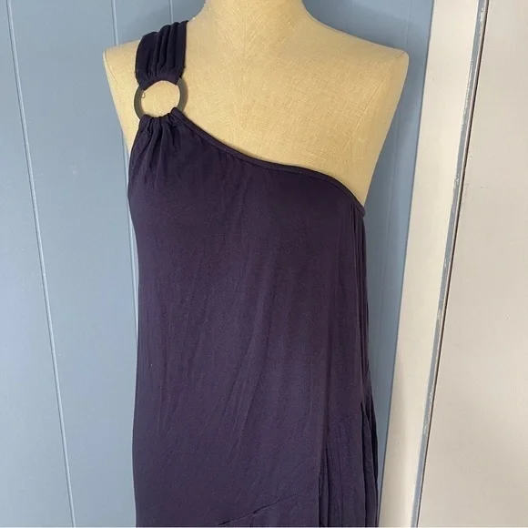Free People Francesca One Shoulder Dress Midi Navy Blue Size Medium NWT - Picture 3 of 11